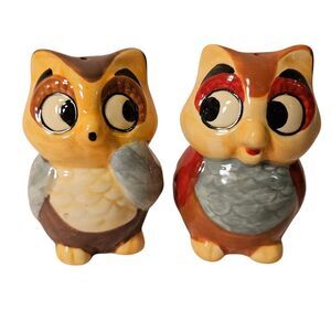 Ceramic Pfaltzgraff Cute‎ Owl Salt and Pepper Shakers Retro Kitchen Decor 3 in.